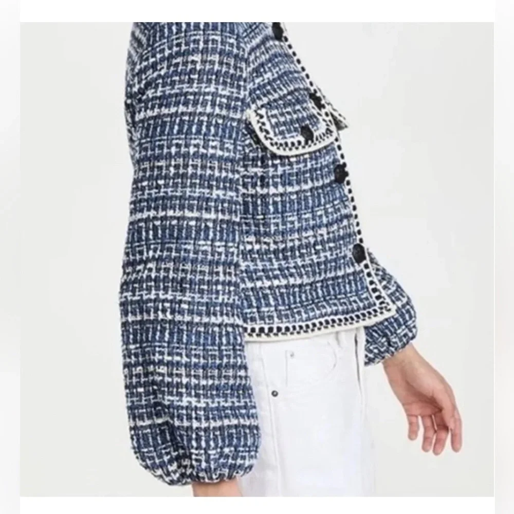 Veronica Beard • Brim Blue Tweed Cropped Jacket - Picture 16 of 16